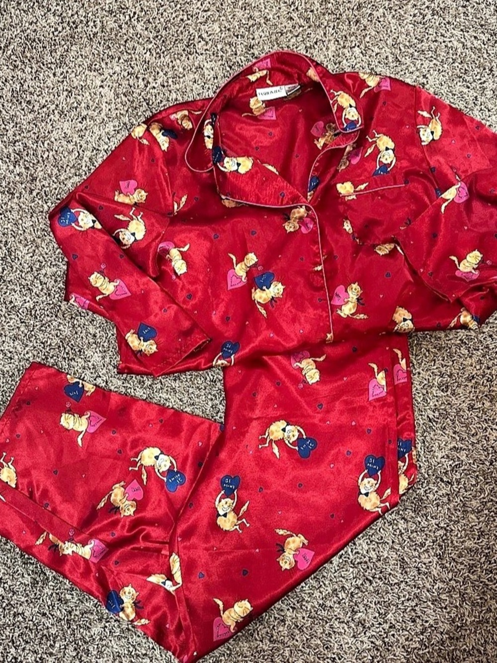 Vintage Fashion Bug Valentine Cat Pajama Set